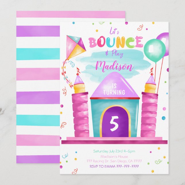 Editable Bounce Einladung Geburtstag (Vorne/Hinten)