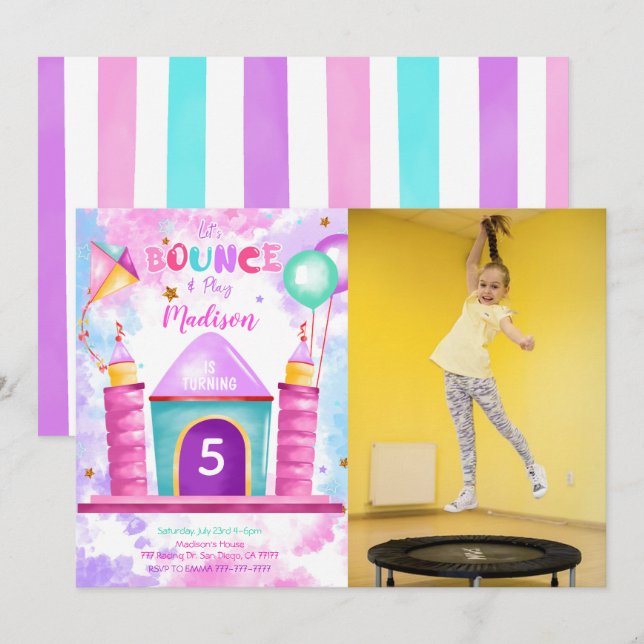 Editable Bounce Foto Einladung (Vorne/Hinten)