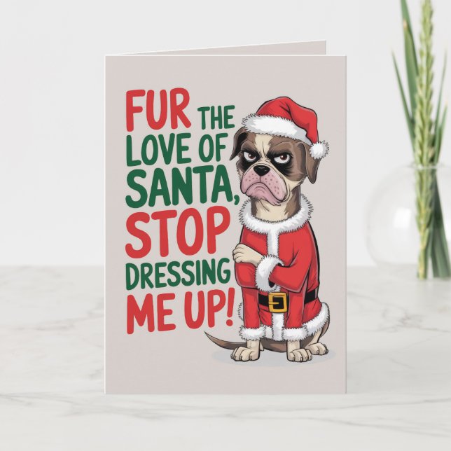 EDITABLE Boxer Funny Hund Weihnachtskarte Feiertagskarte (Vorderseite)