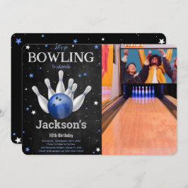 Editable Boy Bowling Foto Einladung