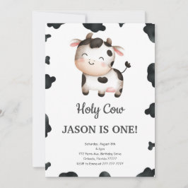 Editable Boy Cow Birthday Einladung