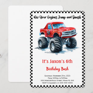 Editable Boy Monster Truck Geburtstag Einladung