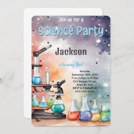Editable Boy Science Birthday Party Einladung