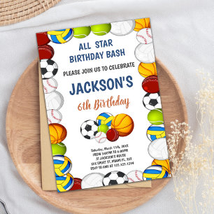 Editable Boys Athletic Party Einladung