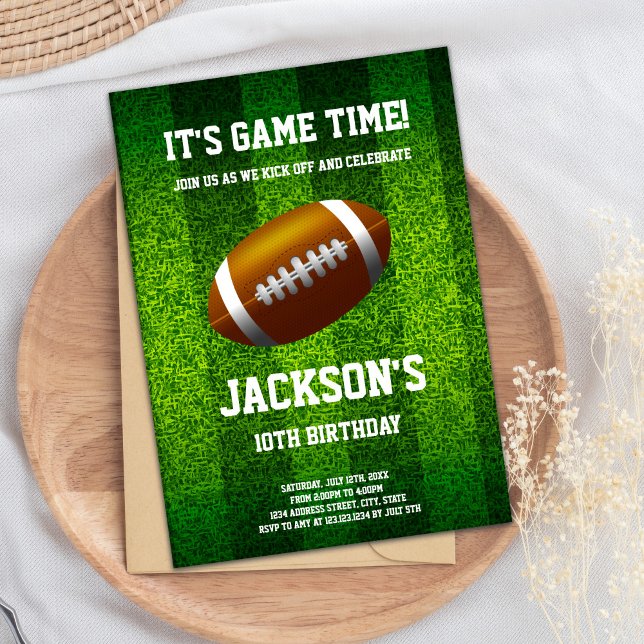 Editable Boys Outdoor Sport Party laden ein Einladung (Grass Football Birthday Invitations)