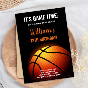Editable Boys Sports Party Card mit heller Court Einladung
