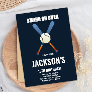 Editable Boys Sports Party Card mit klassischem Ba Einladung