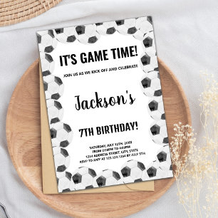 Editable Boys Sports Party Card mit modernem Ball Einladung