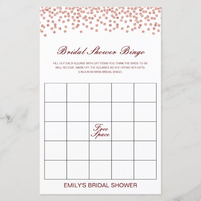 Editable Bridal Bingo Brautparty Game PRINTED (Vorderseite)
