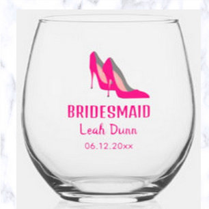 Editable Bridesmaids High Heel Shoes Weinglas Ohne Stiel