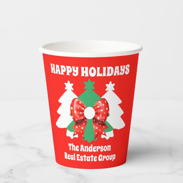 Editable Business Happy Holidays Weihnachts-Party Pappbecher (Vorderseite)