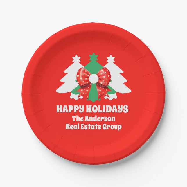 Editable Business Happy Holidays Weihnachts-Party Pappteller (Vorderseite)