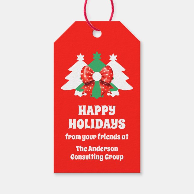 Editable Business Logo QR Code Happy Holidays Geschenkanhänger (Vorderseite)