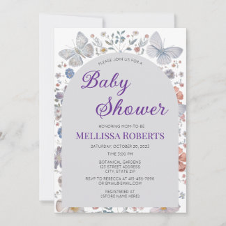 Editable Butterfly Theme Baby Shower Invitation Einladung