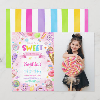 Editable Candy Birthday Foto Einladung