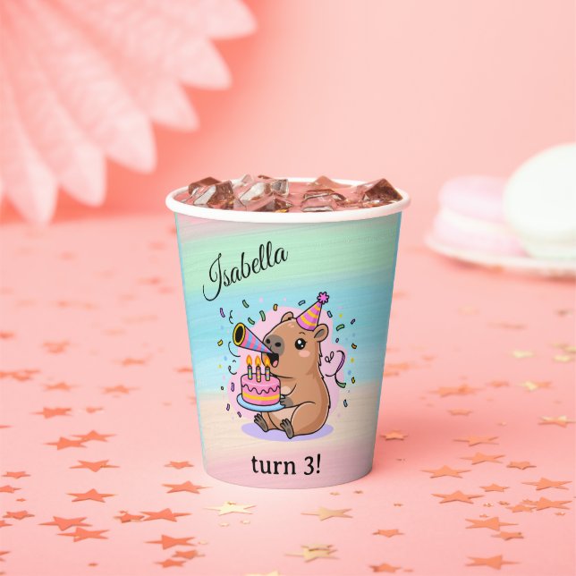 Editable Capybara Birthday Party Cup  Pappbecher (Insitu)