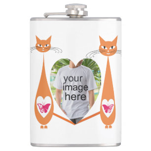 Editable Cat Liebe Herz - Benutzerdefiniertes Desi Flachmann