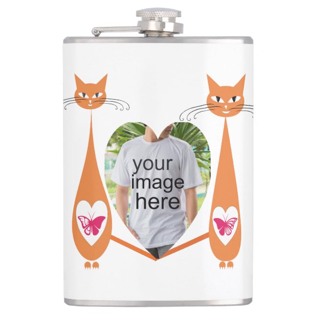 Editable Cat Liebe Herz - Benutzerdefiniertes Desi Flachmann (Vorderseite)