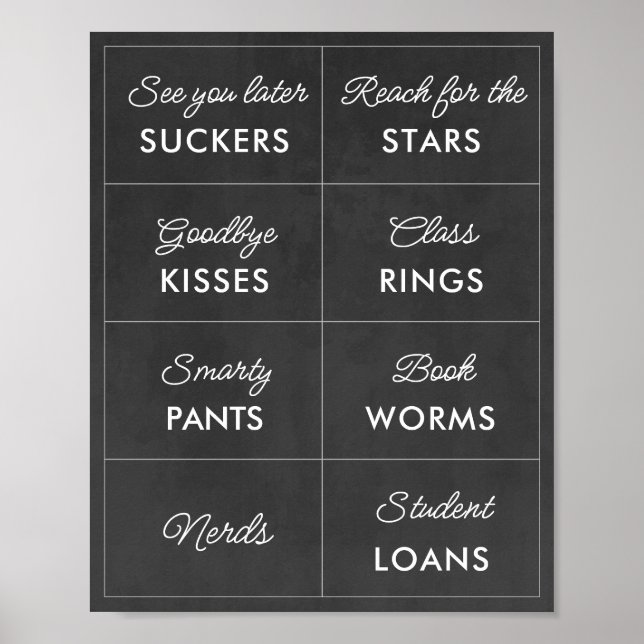 Editable Chalkboard Abschluss Candy Bar Signs Poster (Vorne)
