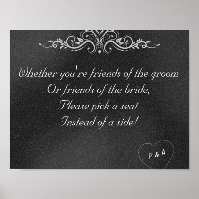 Editable Chalkboard Wedding Seating Poster (Vorne)