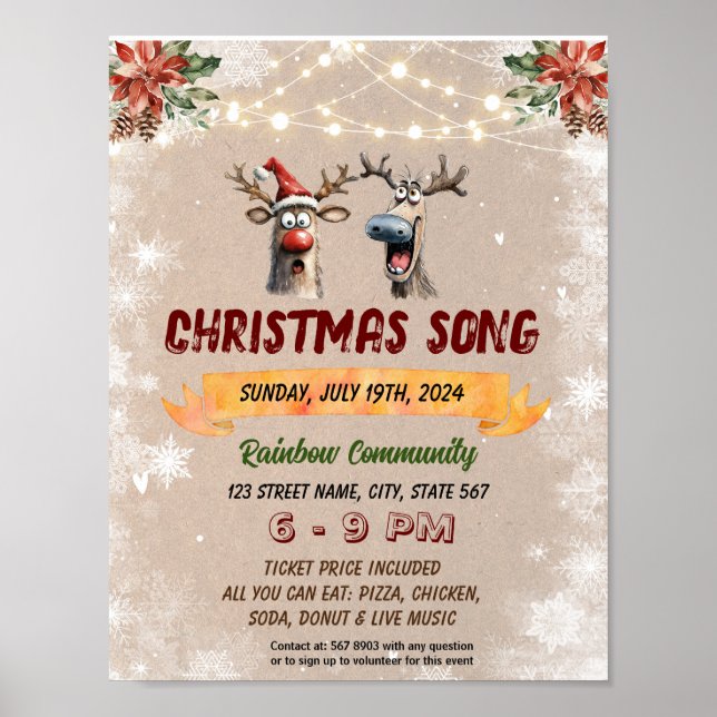 Editable Christmas Carol Gesang Flyer Poster (Vorne)