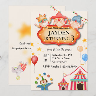 Editable Circus Birthday Invitation Einladung