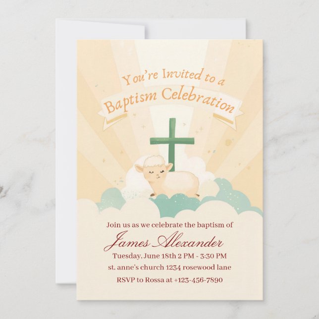 Editable Classic Baby Baptism  Einladung (Vorderseite)