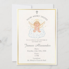 Editable Classic Baby Baptism Invitation Einladung