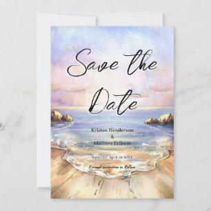 Editable Classic Beach Wedding Save The Date