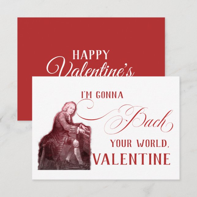 EDITABLE Classic Music mit Bach Valentine Card Einladung (Vorne/Hinten)