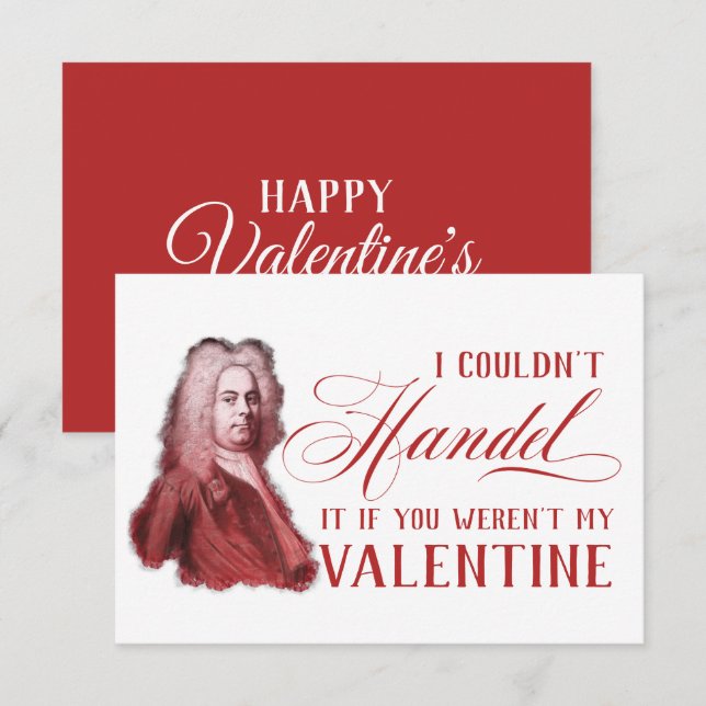 EDITABLE Classic Music mit Händel Valentine Card Einladung (Vorne/Hinten)