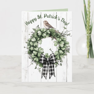 Editable Clover Wreath and Bird St Patricks Day Karte