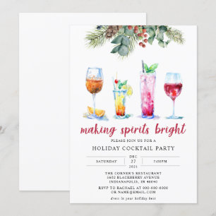 ÉDITABLE Cocktail de Noël Invitation de fête