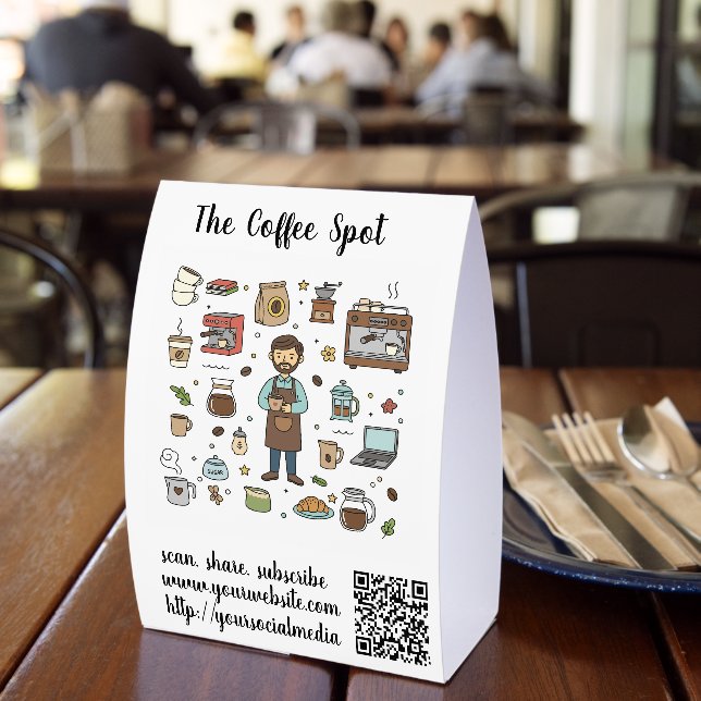Editable Coffee Spot QR Code Menu Tischaufsteller (In Situ (Restaurant))