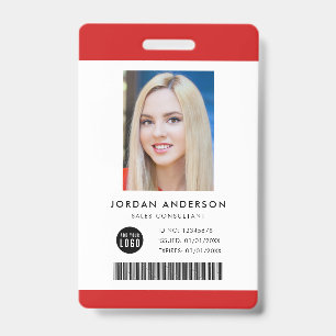Editable Color Add Logo Barcode Foto ID des Mitarb Ausweis