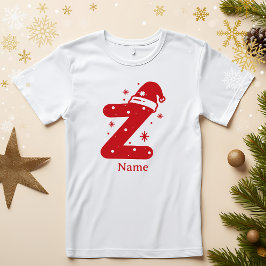 Editable Color Christmas Monogram Custom Name T-Shirt