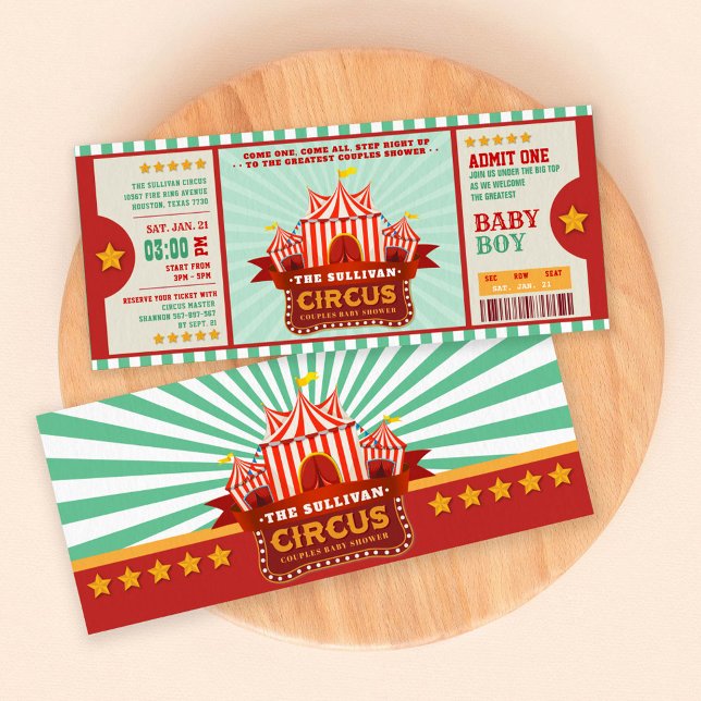 Editable Color Circus Ticket Couple Dusche Einladung (Von Creator hochgeladen)