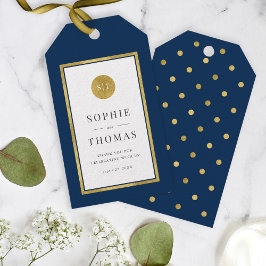 Editable Color Classic Gold Round Monogram Wedding Geschenkanhänger