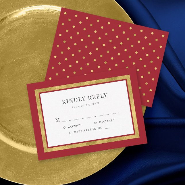 Editable Color Classic Gold Wedding RSVP Karte (Von Creator hochgeladen)