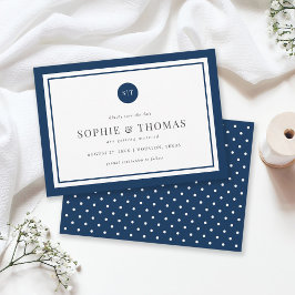Editable Color Classic Monogram Save the Date Einladung