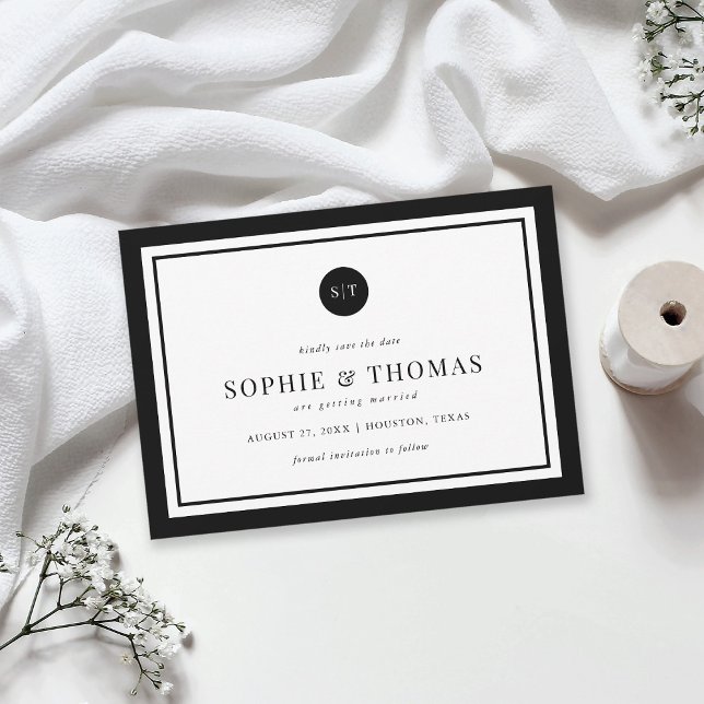 Editable Color Classic Monogram Save the Date Einladung (Von Creator hochgeladen)