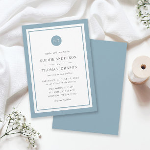 Editable Color Classic Round Monogram Wedding Einladung