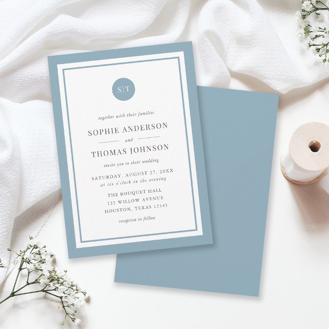 Editable Color Classic Round Monogram Wedding Einladung (Von Creator hochgeladen)