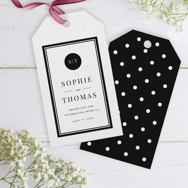 Editable Color Classic Round Monogram Wedding Geschenkanhänger (Von Creator hochgeladen)