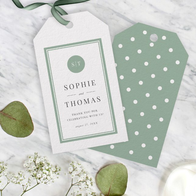 Editable Color Classic Round Monogram Wedding Geschenkanhänger (Von Creator hochgeladen)