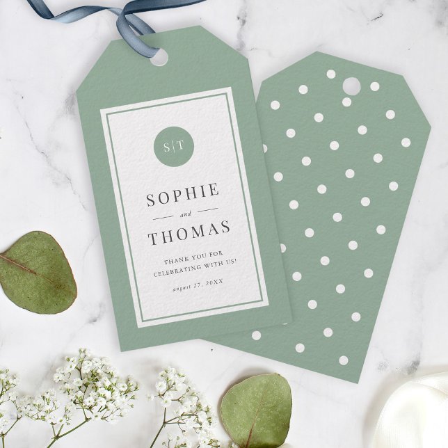 Editable Color Classic Round Monogram Wedding Geschenkanhänger (Von Creator hochgeladen)