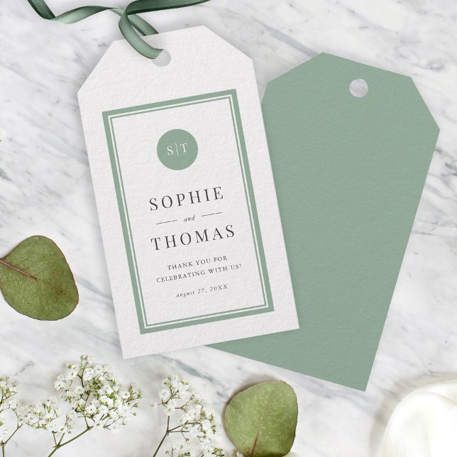 Editable Color Classic Round Monogram Wedding Geschenkanhänger (Von Creator hochgeladen)