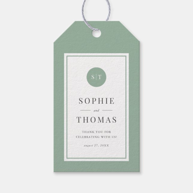 Editable Color Classic Round Monogram Wedding Geschenkanhänger (Vorderseite)