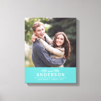 EDITABLE COLOR Cursive Mr & Mrs Familienname Foto