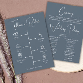 Editable Color Dusty Blue Wedding Timeline Programm